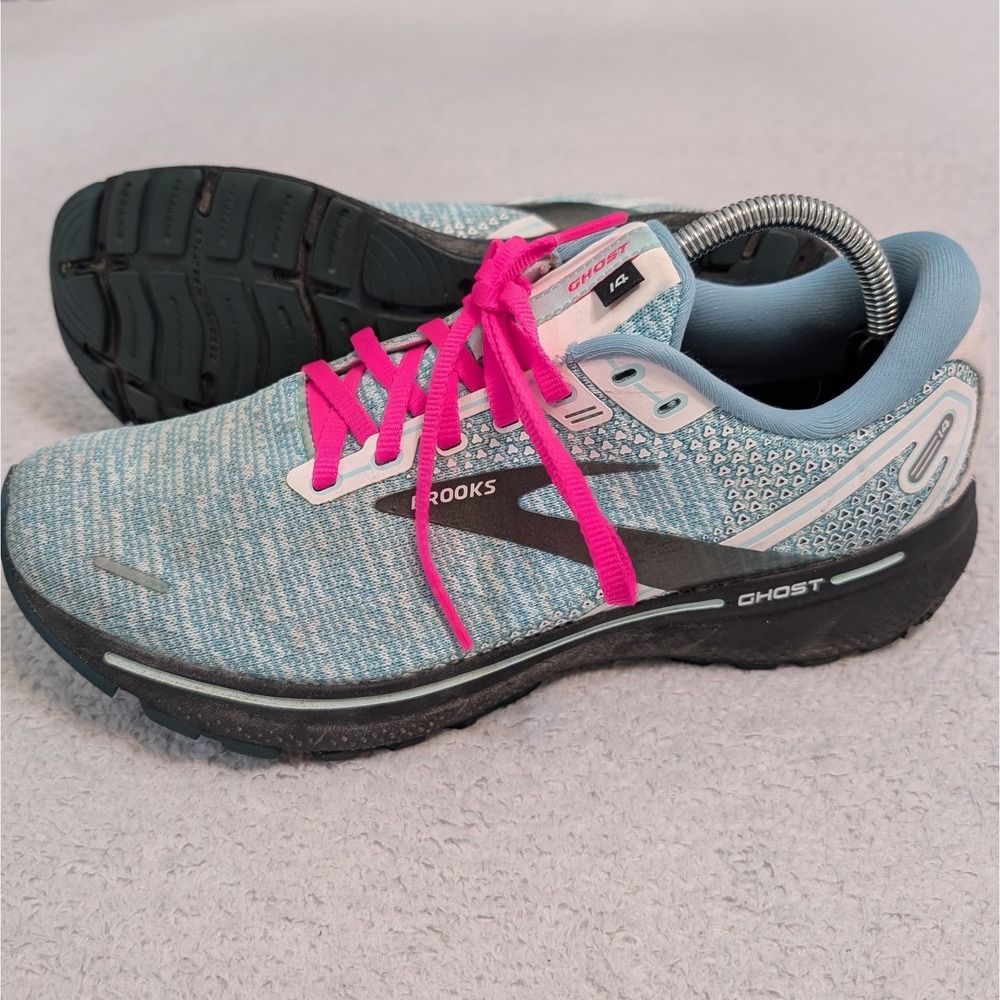 BROOKS Ghost 14 Running Shoes - Light Blue/Pink Sz US 11 (1203561B141) Excellent